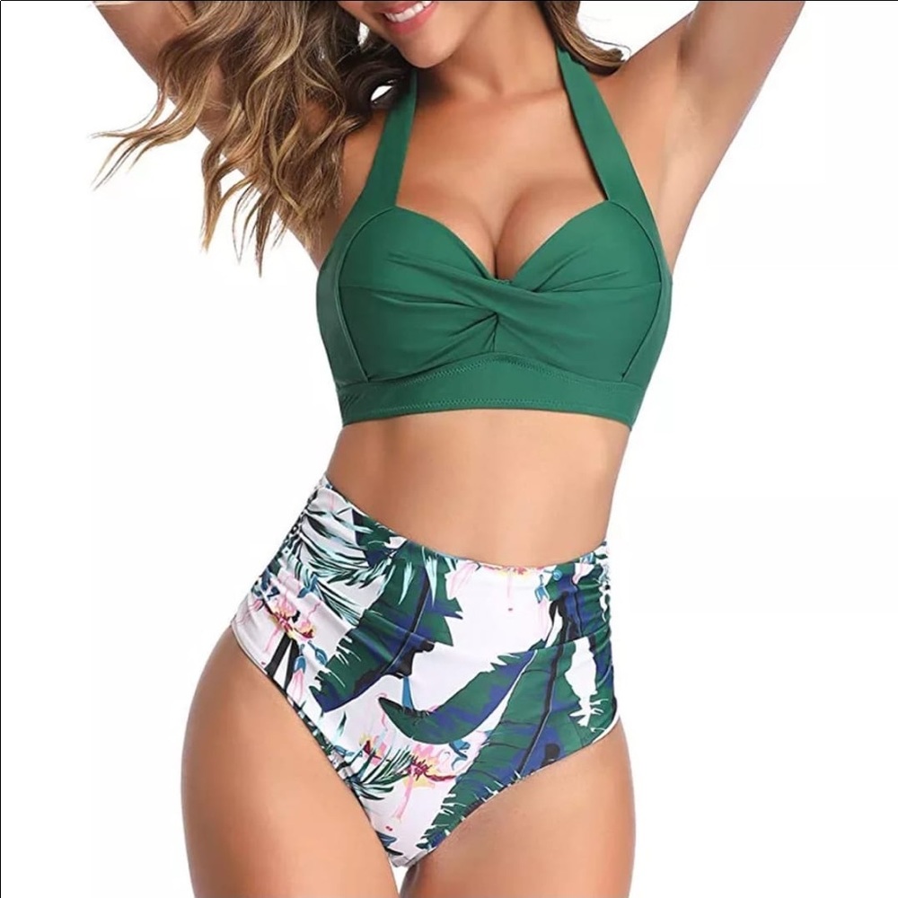Sexy Leaf Print Push Up Bikinis Set Swimwear Women